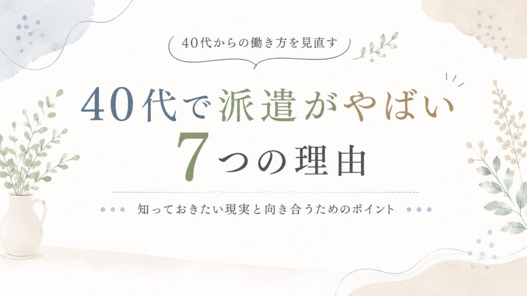 40代で派遣がやばい7つの理由