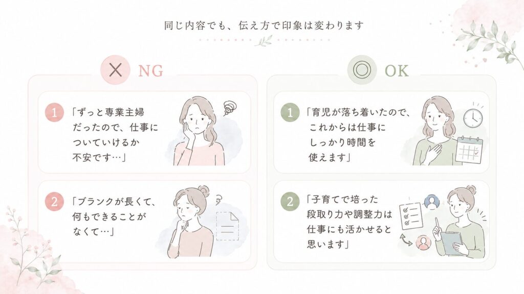 ブランクをネガティブに伝えているから