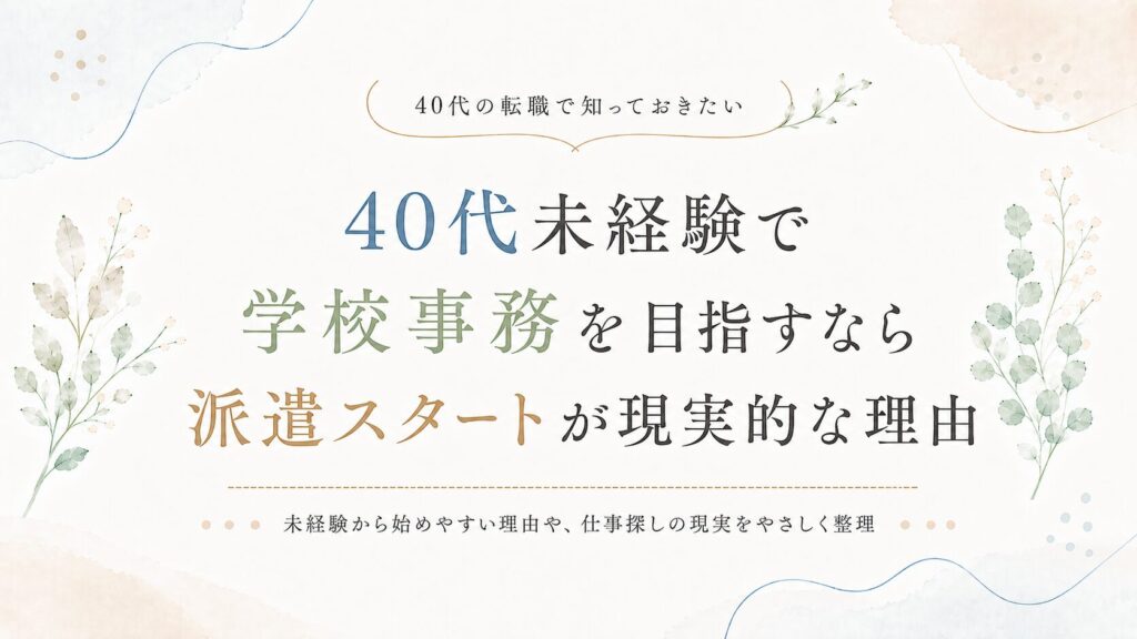 40代未経験から学校事務を目指すなら派遣スタートが現実的な理由